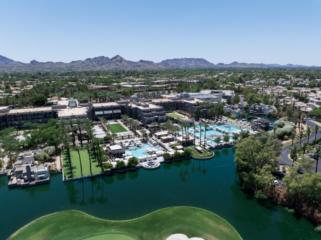 Drone shot of the back of Hyatt Gainey Ranch Scottsdale 