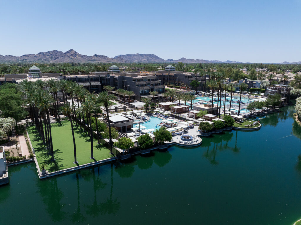 Pond, Pool, and Lounging Lawn at the Hyatt Gainey Ranch Scottsdale Resort (now known as Grand Hyatt)