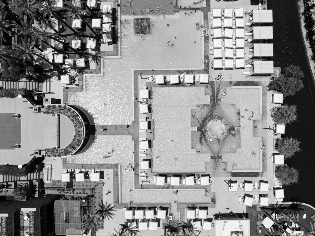 Top down view of Hyatt Gainey Ranch Scottsdale pool area