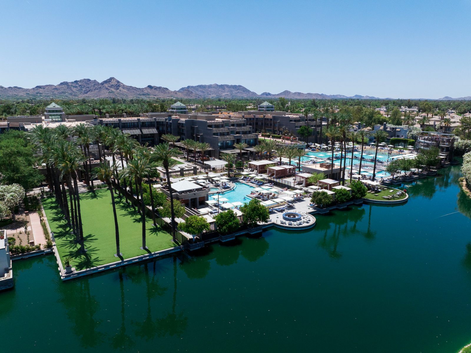 Pond, Pool, and Lounging Lawn at the Hyatt Gainey Ranch Scottsdale Resort (now known as Grand Hyatt)